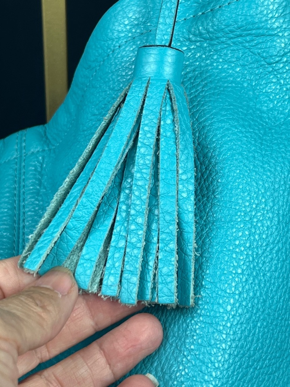 COACH Avery Aqua Pebbled Leather Large Hobo Shoulder Bag F23309 EUC - Picture 9 of 12